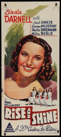 1j0854 RISE & SHINE Aust daybill 1941 great art of Linda Darnell and sexy cheerleaders!