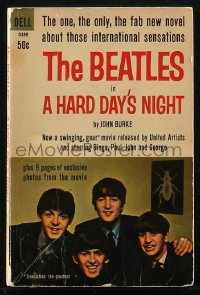 1j0447 HARD DAY'S NIGHT paperback book 1964 Beatles, w/ 8 pages of exclusive photos from the movie!