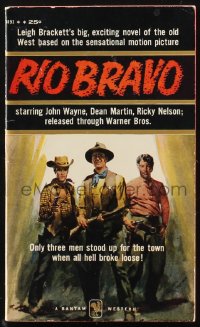 1j0448 RIO BRAVO paperback book 1959 great cover art of John Wayne, Ricky Nelson & Dean Martin!