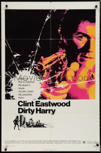 1j1903 DIRTY HARRY 1sh 1971 art of Clint Eastwood pointing his .44 magnum, Don Siegel crime classic!