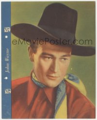 1j0199 JOHN WAYNE Dixie ice cream premium 1950s great c/u cowboy portrait + biography on back!