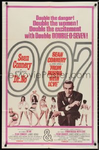 1j1910 DR. NO/FROM RUSSIA WITH LOVE 1sh 1965 Sean Connery is James Bond, double danger & excitement!