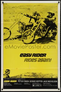 1j1920 EASY RIDER 1sh R1972 best classic image of Peter Fonda & Dennis Hopper on motorcycles!