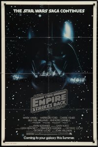 1j1925 EMPIRE STRIKES BACK studio style advance 1sh 1980 George Lucas, Darth Vader head in space!