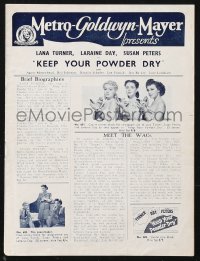 1j0142 KEEP YOUR POWDER DRY English pressbook 1945 pretty Lana Turner, Laraine Day, Susan Peters!