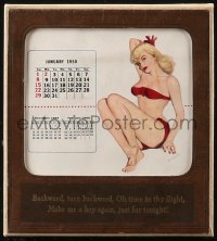 1j0491 ESQUIRE calendar 1950 each page has sexy pin-up art, includes frame!