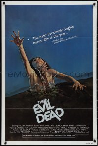 1j1932 EVIL DEAD 1sh 1982 Sam Raimi cult classic, classic Skilsky art of girl grabbed by zombie!