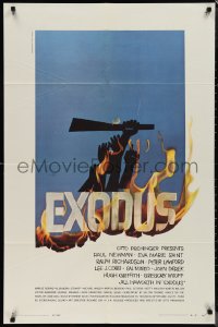 1j1933 EXODUS 1sh 1961 Otto Preminger, great artwork of arms reaching for rifle by Saul Bass!