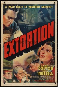 1j1936 EXTORTION 1sh 1938 Joe College turns sleuth to solve a campus mystery, blackmail, ultra rare!