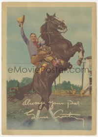 1j0212 GENE AUTRY color 5x7 fan photo 1950s great smiling cowboy portrait on rearing Champion!