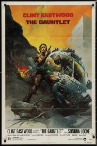 1j1960 GAUNTLET 1sh 1977 Clint Eastwood & Sondra Locke by Frank Frazetta, large credit design!