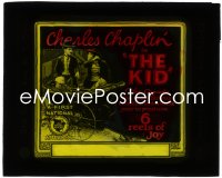 1j0648 KID glass slide 1921 great image of woman about to hit Charlie Chaplin by baby in carriage!