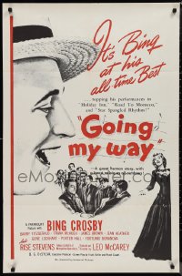 1j1971 GOING MY WAY military 1sh R1950s Bing Crosby, Stevens & Fitzgerald in McCarey's classic, rare!