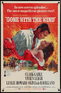 1j1974 GONE WITH THE WIND 1sh R1970 Terpning art of Gable carrying Leigh over burning Atlanta!