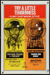 1j1977 GOOD, THE BAD & THE UGLY/HANG 'EM HIGH 1sh 1969 Clint Eastwood, try a little tenderness!