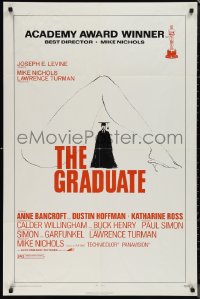 1j1978 GRADUATE 1sh R1972 classic art of Dustin Hoffman under woman's sexy leg, AA winner!