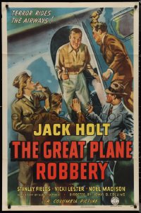 1j1983 GREAT PLANE ROBBERY 1sh 1940 Jack Holt, Stanley Fields, cool art, terror rides the airways!