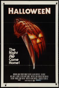 1j1988 HALLOWEEN 1sh 1978 John Carpenter classic, great Bob Gleason art with green ratings box!