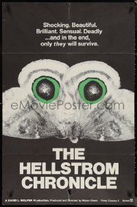 1j1990 HELLSTROM CHRONICLE 1sh 1971 cool huge moth close up image, only THEY will survive!