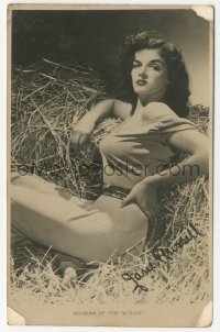 1j0162 OUTLAW English herald 1947 classic portrait of super sexy Jane Russell sitting on hay!