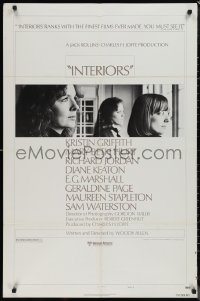 1j2008 INTERIORS style B 1sh 1978 Diane Keaton, Mary Beth Hurt, directed by Woody Allen!