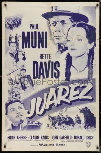 1j2016 JUAREZ 1sh R1950s William Dieterle directed, Paul Muni, Bette Davis, Brian Aherne!