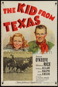 1j2019 KID FROM TEXAS 1sh 1939 Rice wonders what made O'Keefe think she likes him, ultra rare!