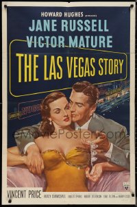 1j2025 LAS VEGAS STORY 1sh 1952 art of Mature & sexy Jane Russell in Sin City, Howard Hughes!