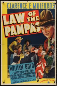 1j2031 LAW OF THE PAMPAS 1sh 1939 great image of William Boyd as Hopalong Cassidy!