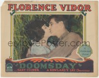 1j1002 DOOMSDAY LC 1928 best romantic close up of Gary Cooper & pretty Florence Vidor kissing!