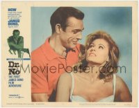 1j1003 DR. NO LC #4 1963 best c/u of Sean Connery as James Bond smiling at sexy Ursula Andress!