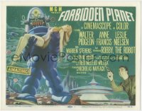 1j0885 FORBIDDEN PLANET TC 1956 great artwork of Robby the Robot carrying Anne Francis, classic!