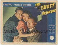 1j1018 GHOST BREAKERS LC 1940 best portrait of scared sexy Paulette Goddard, Bob Hope & Paul Lukas!