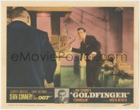 1j1027 GOLDFINGER LC #4 1964 Sean Connery as James Bond 007 attacking Harold Sakata as Oddjob!