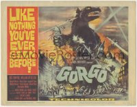 1j0889 GORGO TC 1961 great artwork of giant monster terrorizing London by Joseph Smith!