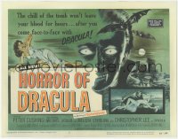 1j0891 HORROR OF DRACULA TC 1958 Hammer, cool vampire monster & sexy girl artwork by Joseph Smith!