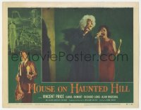 1j1053 HOUSE ON HAUNTED HILL LC #8 1959 Carolyn Craig screams at creepy Anderson, Vincent Price!