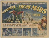 1j0893 INVADERS FROM MARS TC 1953 classic, art of hordes of green monsters from outer space!