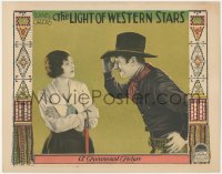 1j1078 LIGHT OF WESTERN STARS LC 1925 Jack Holt smiling at Billie Dove, Zane Grey, cool border art!