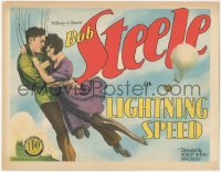 1j0902 LIGHTNING SPEED TC 1928 art of Bob Steele & pretty Mary Mayberry parachuting, ultra rare!