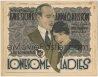 1j0903 LONESOME LADIES TC 1927 great portrait of Lewis Stone & Anna Q. Nilsson, ultra rare!