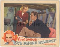 1j1081 LOVE BEFORE BREAKFAST LC 1936 Carole Lombard brings Cesar Romero breakfast in bed!