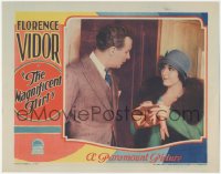 1j1085 MAGNIFICENT FLIRT LC 1928 Florence Vidor showing her purse to Albert Conti, ultra rare!