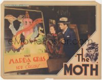 1j1100 MOTH LC 1934 pretty Sally O'Neil & Paul Page standing by colorful Mardi Gras poster!