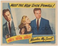 1j1101 MURDER, MY SWEET LC 1944 best c/u of Dick Powell as Chandler's Philip Marlow w/Claire Trevor!