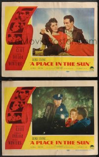 1j1397 PLACE IN THE SUN 2 LCs 1951 George Stevens classic, Montgomery Clift, Elizabeth Taylor!