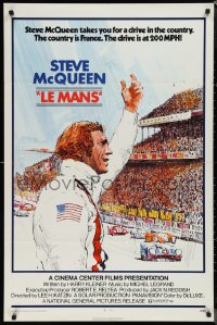 1j2032 LE MANS 1sh 1971 Tom Jung artwork of race car driver Steve McQueen waving at fans!