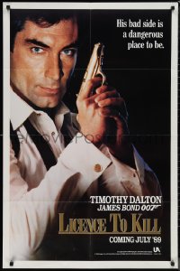 1j2038 LICENCE TO KILL teaser 1sh 1989 c style, Timothy Dalton as Bond, his bad side is dangerous!