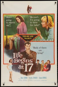 1j2039 LIFE BEGINS AT 17 1sh 1958 teenage boy has one girl pregnant and one wanting to marry him!