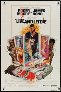 1j2041 LIVE & LET DIE West Hemi 1sh 1973 Robert McGinnis art of Roger Moore as James Bond!